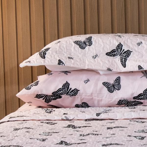 Imagem de Roupa de Cama Queen Basic Tecido 180 Fios Poliéster 03 Peças - Mariposa