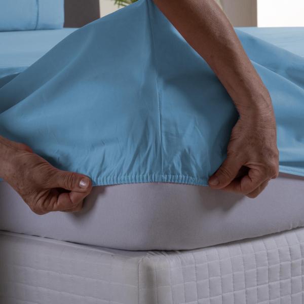 Imagem de Roupa de Cama Queen Ponto Palito Percal 200 Fios Kit Jogo de Lençol 3 Peças