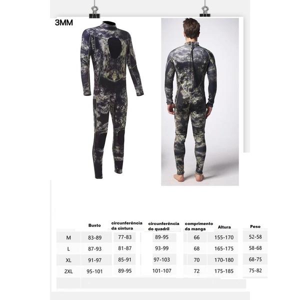 Roupa de Mergulho Neoprene 3mm Camuflada Pesca Caça Rio Mar - MHR Imagem de Roupa de Mergulho Neoprene 3mm Camuflada Pesca Caça Rio Mar