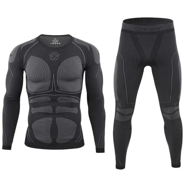 Imagem de Roupa Esportiva Masculina de Compressão Térmica - Respirável e de Secagem Rápida para Ciclismo