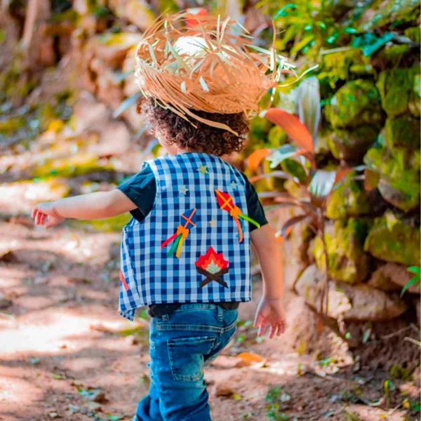 Imagem de Roupa Festa Junina Masculina Infantil Colete Caipira Xadrez