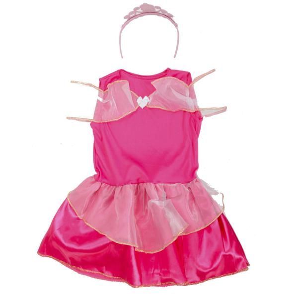 Imagem de Roupa Infantil De Princesa Aurora Rosa De Menina Com Tiara