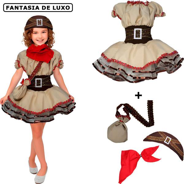 Roupa Maria Bonita Infantil Fantasia Cangaceira Luxo Com Chapéu