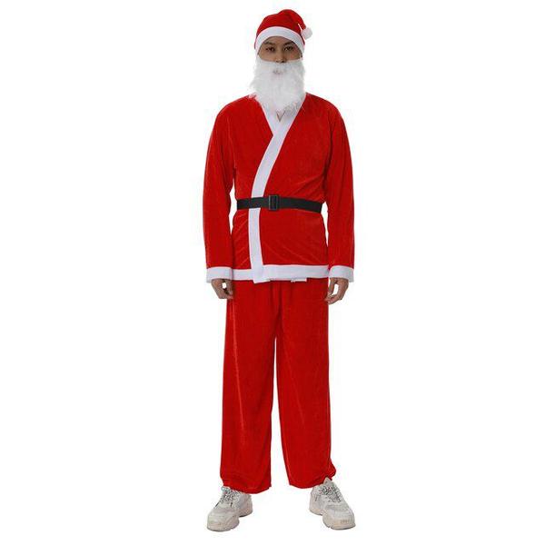 Imagem de Roupa Papai Noel Fantasia Natalina Natal Tecido Cetim 5 Pçs