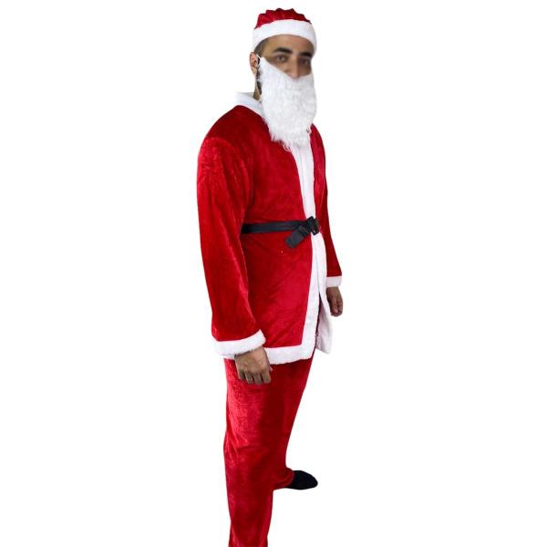 Imagem de Roupa Papai Noel Luxo 5 Peças Natal Fantasia Natalina Completa Adulto Brilhante