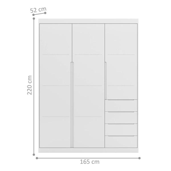 Imagem de Roupeiro 3 Portas e 4 Gavetas Suécia Branco