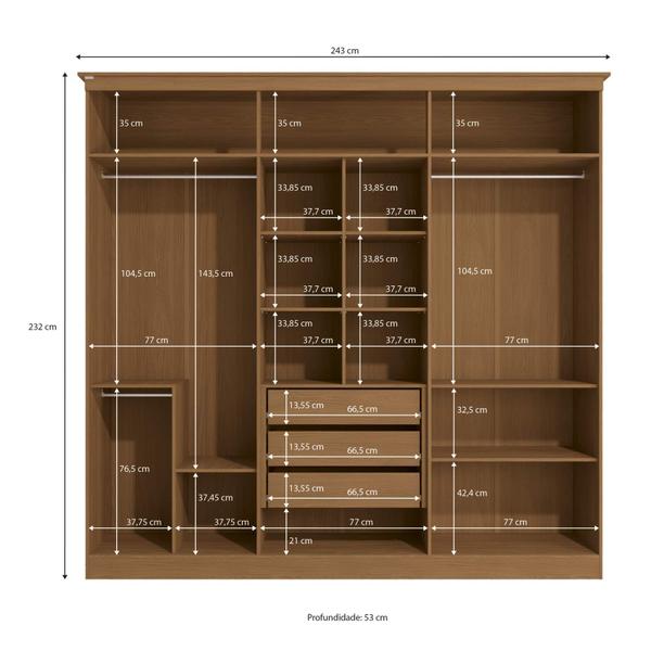 Imagem de Roupeiro 6 portas 3 gavetas R583 Linha Dormitórios Kappesberg