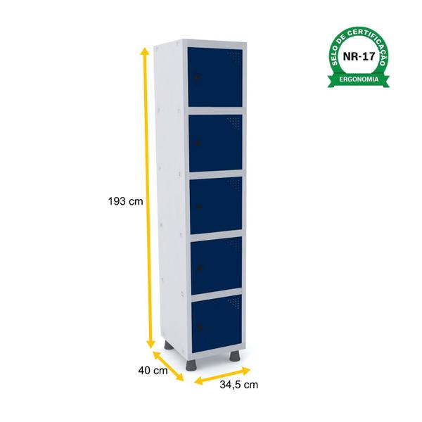 Imagem de Roupeiro de aço 1m 05 portas pitão pandin - cinza/azul del rey