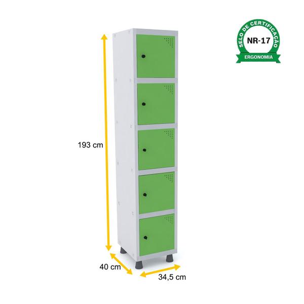 Imagem de Roupeiro de aço 1m 05 portas pitão pandin - cinza/verde