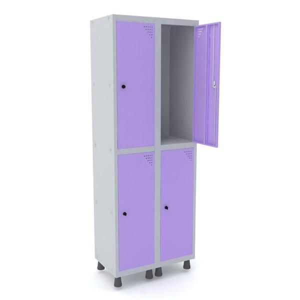 Roupeiro de aço 2m 04 portas pitão pandin - cinza/lilás Imagem de Roupeiro de aço 2m 04 portas pitão pandin - cinza/lilás