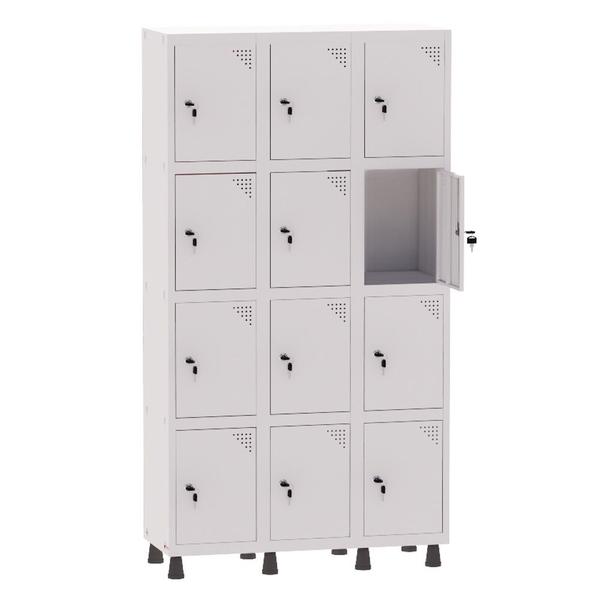 Roupeiro de Aço 3 Vãos 12 Portas com Fechadura Pandin 1,90 m Branco Imagem de Roupeiro de Aço 3 Vãos 12 Portas com Fechadura Pandin 1,90 m Branco