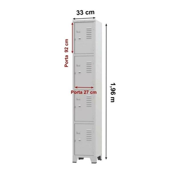 Imagem de Roupeiro de Aço c/ 04 Portas Pequenas  1,960,330,36m  CZ/CZ  AMAPA  10102