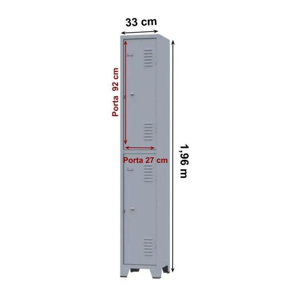 Imagem de Roupeiro de aço cinza com 02 portas grandes 1,960,330,36  3201