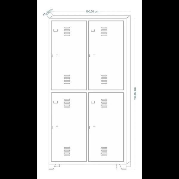 Imagem de Roupeiro de Aço INSALUBRE com 04 Portas  1,961,000,41m  CZ/CZ  AMAPA  10111
