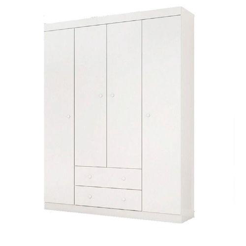 Imagem de Roupeiro Elisa 4 Portas e 2 Gavetas Branco para Quarto de Bebê Infantil - Phoenix Baby