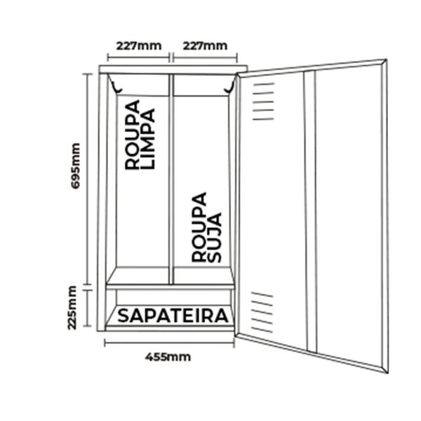 Imagem de Roupeiro em aço insalubre com 4 portas grandes com sapateira