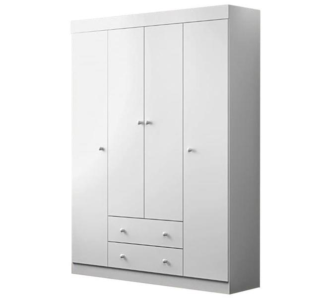 Imagem de Roupeiro Helena 4 Portas e 2 Gavetas Branco para Quarto Infantil de Bebê Infantil - Phoenix Baby