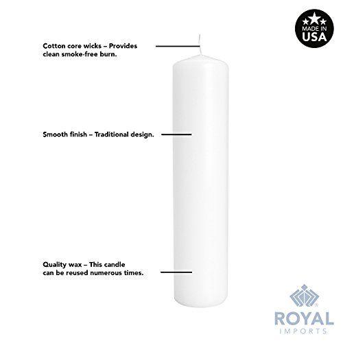 Imagem de Royal Imports Pilar Velas Branco Cera Premium Sem Perfume, 60 Horas de Queima para Casamento, Spa, Festa, Aniversário, Feriado, Banho, Decoração de Casa - 2 "x9" Polegadas - Conjunto de 12