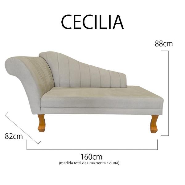 Imagem de RRecamier Divã Para Sala Cecilia Pés Retro Castanho 1.60cm Suede Bege -  INCASA DECOR