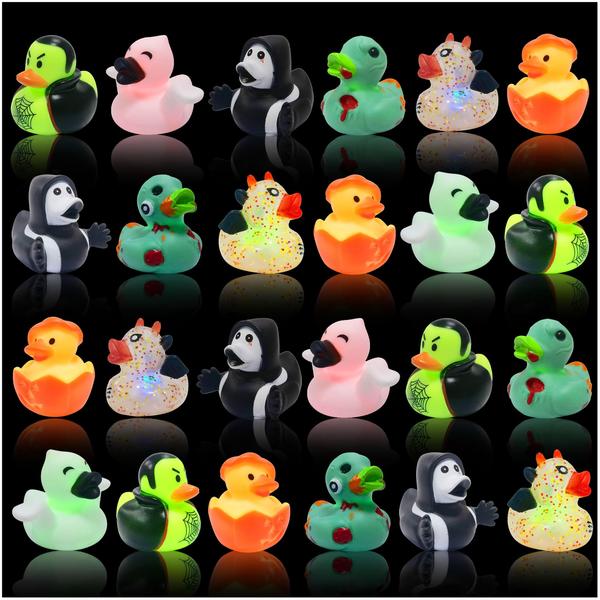 Imagem de Rubber Ducks Halloween com luzes de balão LED para crianças, 24 unidades