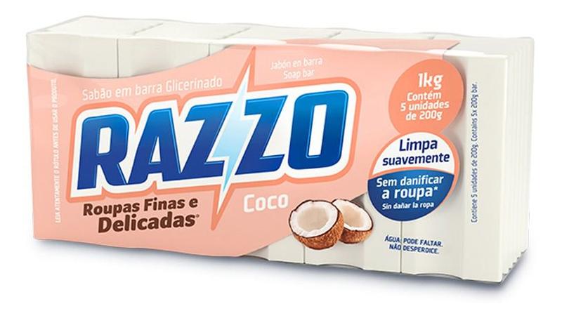 Imagem de Sabão Em Barra Razzo Coco Com 5 Unidades De 200g Cada