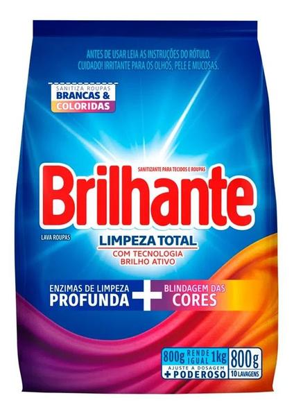 Imagem de Sabão Em Pó Brilhante Limpeza Total 800gr Kit 3