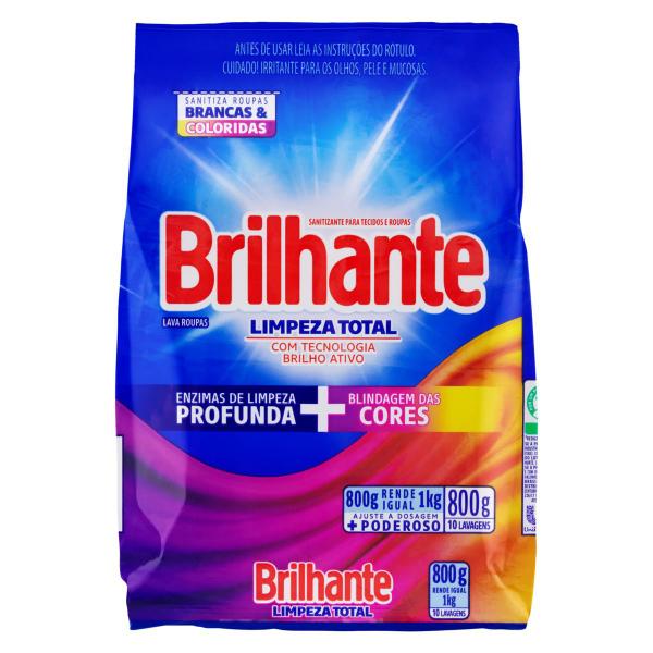 Imagem de Sabão Em Pó Brilhante Limpeza Total Roupas Brancas E Coloridas Pacote 800 G