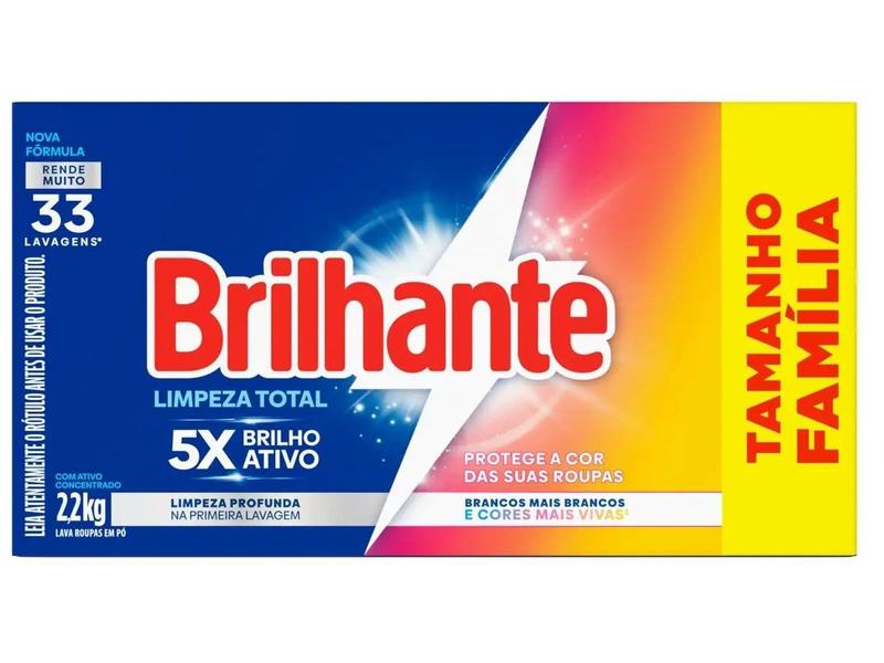 Sabão em Pó Concentrado Brilhante Lava Roupas - Limpeza Total Original 2,2kg