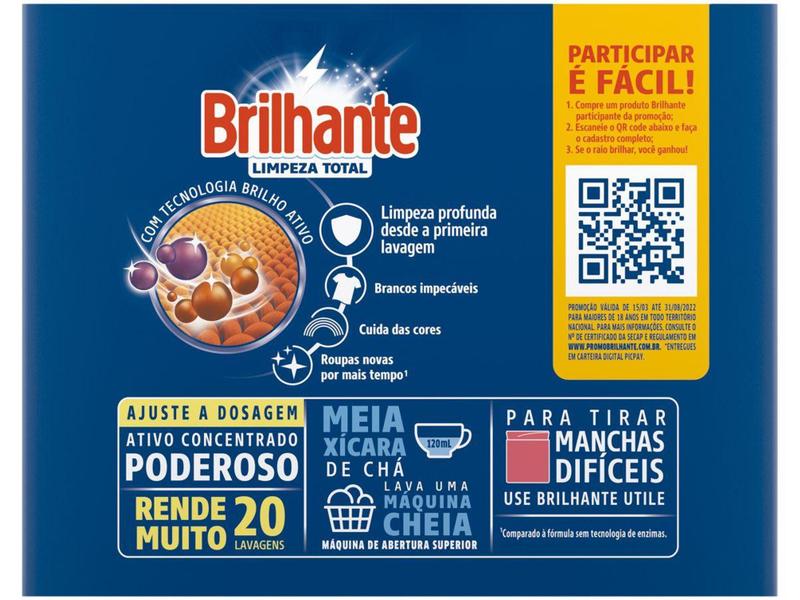 Imagem de Sabão em Pó Concentrado Brilhante Lava Roupas - Limpeza Total Original 2,2kg