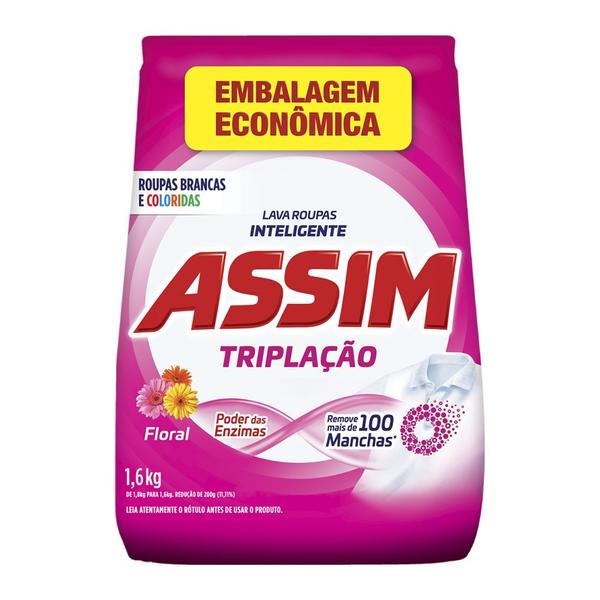 Imagem de Sabão em pó Triplação Floral 1,6kg Caixa 2213 Assim Assim - Un