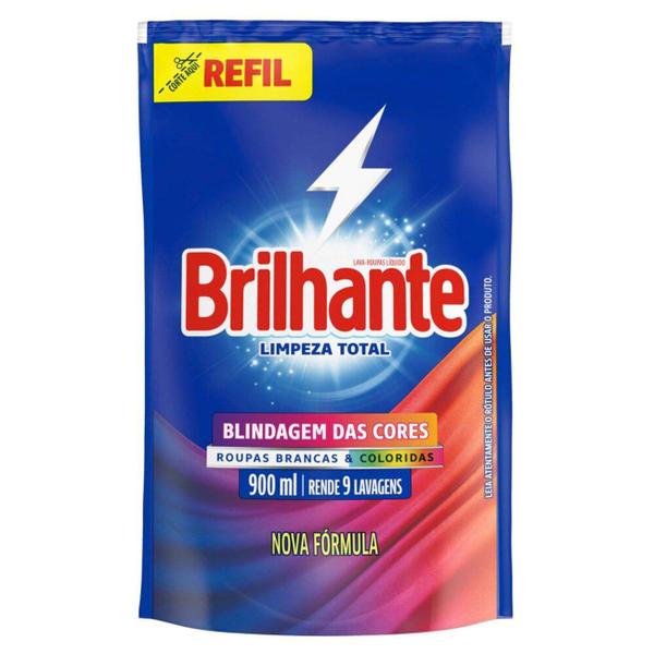 Sabão Líquido Brilhante Limpeza Blindagem das Cores Total Roupas Brancas e Coloridas Refil...