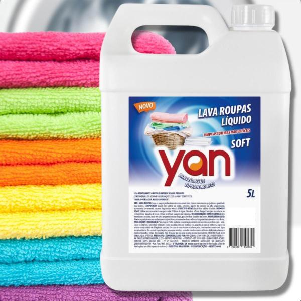 Sabão Líquido Lava Roupas Soft Yan 5 Litros Imagem de Sabão Líquido Lava Roupas Soft Yan 5 Litros