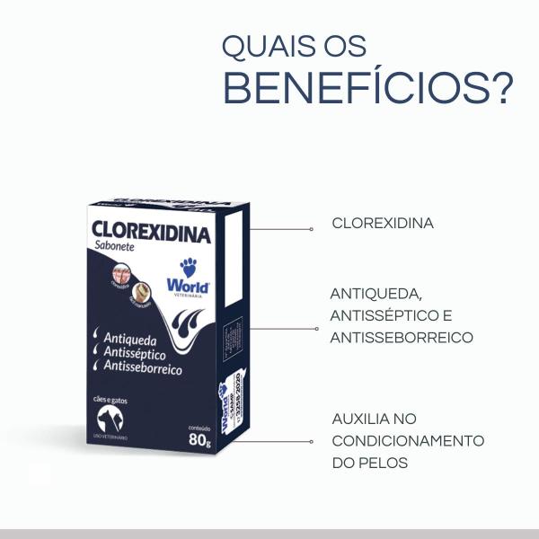 Imagem de Saboneote Clorexidina Dermatite Para Cães e Gatos World 80g