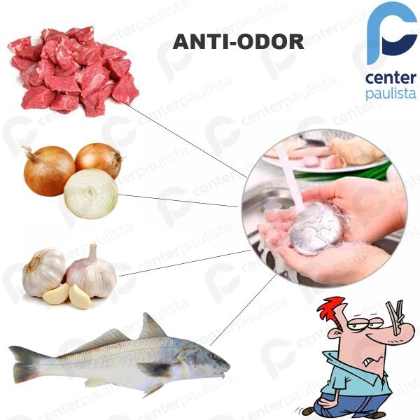 Imagem de Sabonete Aço Inox Removedor Anti Odor Elimina Tira Cheiro 8,5cm