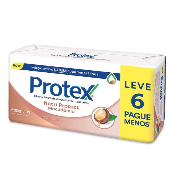 Sabonete Antibacteriano em Barra Protex Nutri Protect Macadâmia 85g Promo Leve 6 Pague 5 Imagem de Sabonete Antibacteriano em Barra Protex Nutri Protect Macadâmia 85g Promo Leve 6 Pague 5
