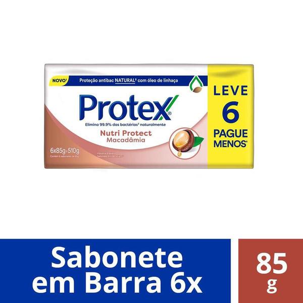 Sabonete Antibacteriano em Barra Protex Nutri Protect Macadâmia 85g Promo Leve 6 Pague 5 Imagem de Sabonete Antibacteriano em Barra Protex Nutri Protect Macadâmia 85g Promo Leve 6 Pague 5