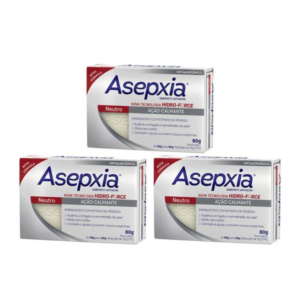 Imagem de Sabonete Asepxia 80g Neutro - Kit C/ 3un