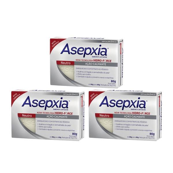 Imagem de Sabonete Asepxia 80G Neutro - Kit Com 3Un