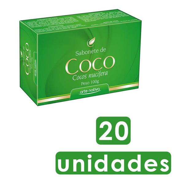 Imagem de sabonete de coco com óleo vegetal palmiste pata manter pele saudável nutrida hidratada kit 20x100g