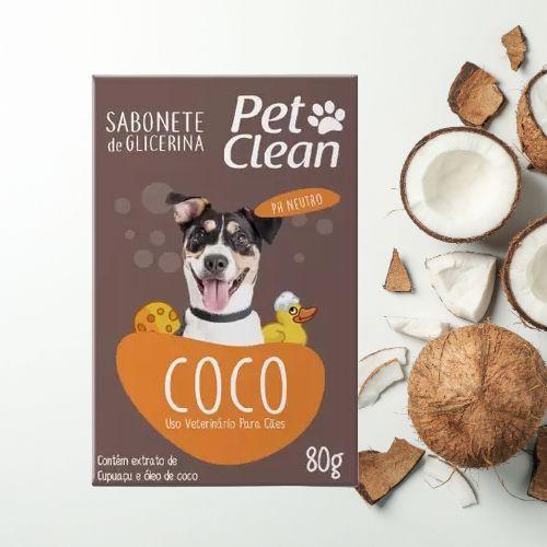 Sabonete De Coco Pet Clean 80g Para Cães E Gatos - PetClean Imagem de Sabonete De Coco Pet Clean 80g Para Cães E Gatos - PetClean