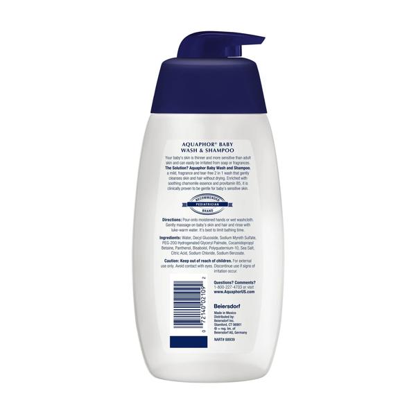 Imagem de Sabonete e shampoo para bebês Aquaphor, sem fragrância, 500 ml (pacote com 5)