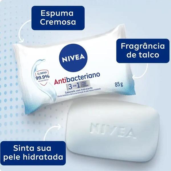 Imagem de Sabonete em Barra Hidratante Nivea Antibacteriano 3 em 1 85g