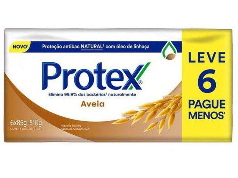 Imagem de Sabonete em Barra para o Corpo Antibacteriano  - Protex Aveia 85g 6 Unidades