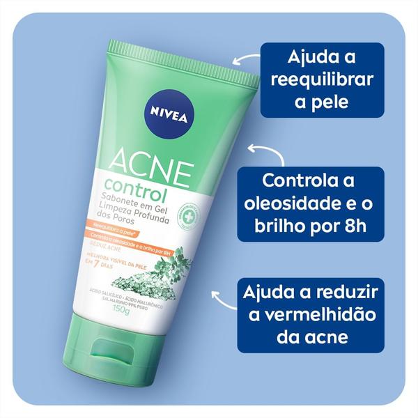 Imagem de Sabonete Facial em Gel Nivea Acne Control Limpeza Profunda dos Poros 150g