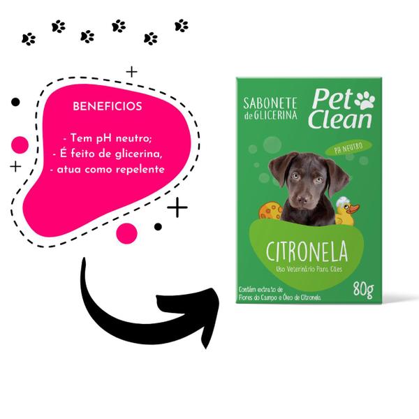 Imagem de Sabonete Glicerina Pet Clean 3 Sabores Para Cães E Gatos 80g