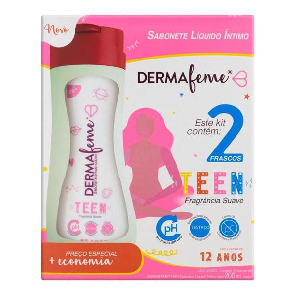 Imagem de Sabonete Íntimo Dermafeme Teen com 2 Unidades - 200ml