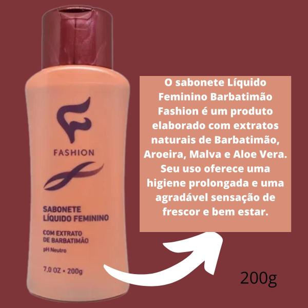 Imagem de Sabonete Íntimo Feminino Fashion Com Extrato de Barbatmão Vidro 200g Kit 2 Unidades