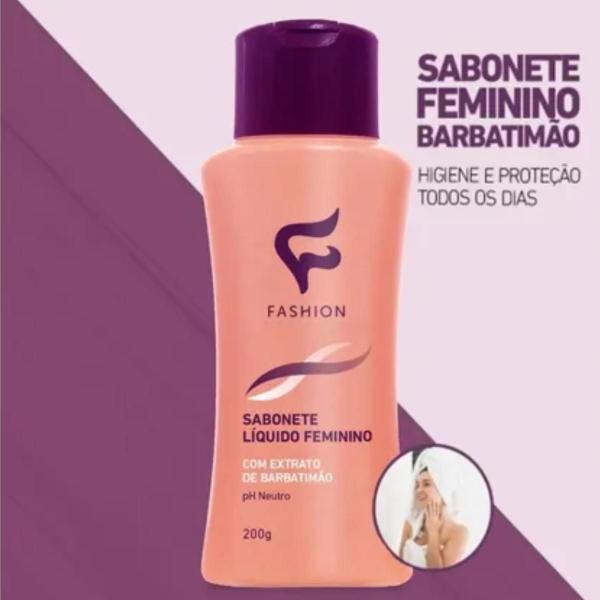 Imagem de Sabonete Íntimo Feminino Fashion Com Extrato de Barbatmão Vidro 200g Kit 24 Unidades