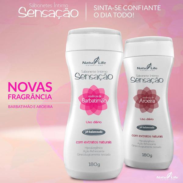 Sabonete Íntimo Sensação Fragrâncias Natu Life 180g Imagem de Sabonete Íntimo Sensação Fragrâncias Natu Life 180g
