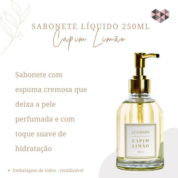 Imagem de Sabonete líquido 250 ml vidro capim limao - Casa Com Amor - Capim Limão